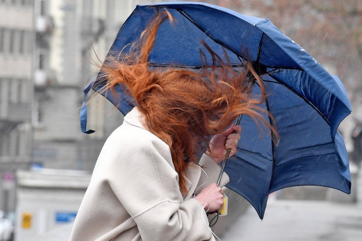 wetter niedersachsen sturm frau haare schirm
