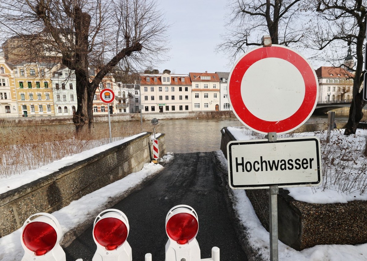 Thüringen Schild Hochwasser