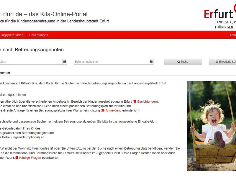 Erfurt startet neues Portal für Kita-Plätze