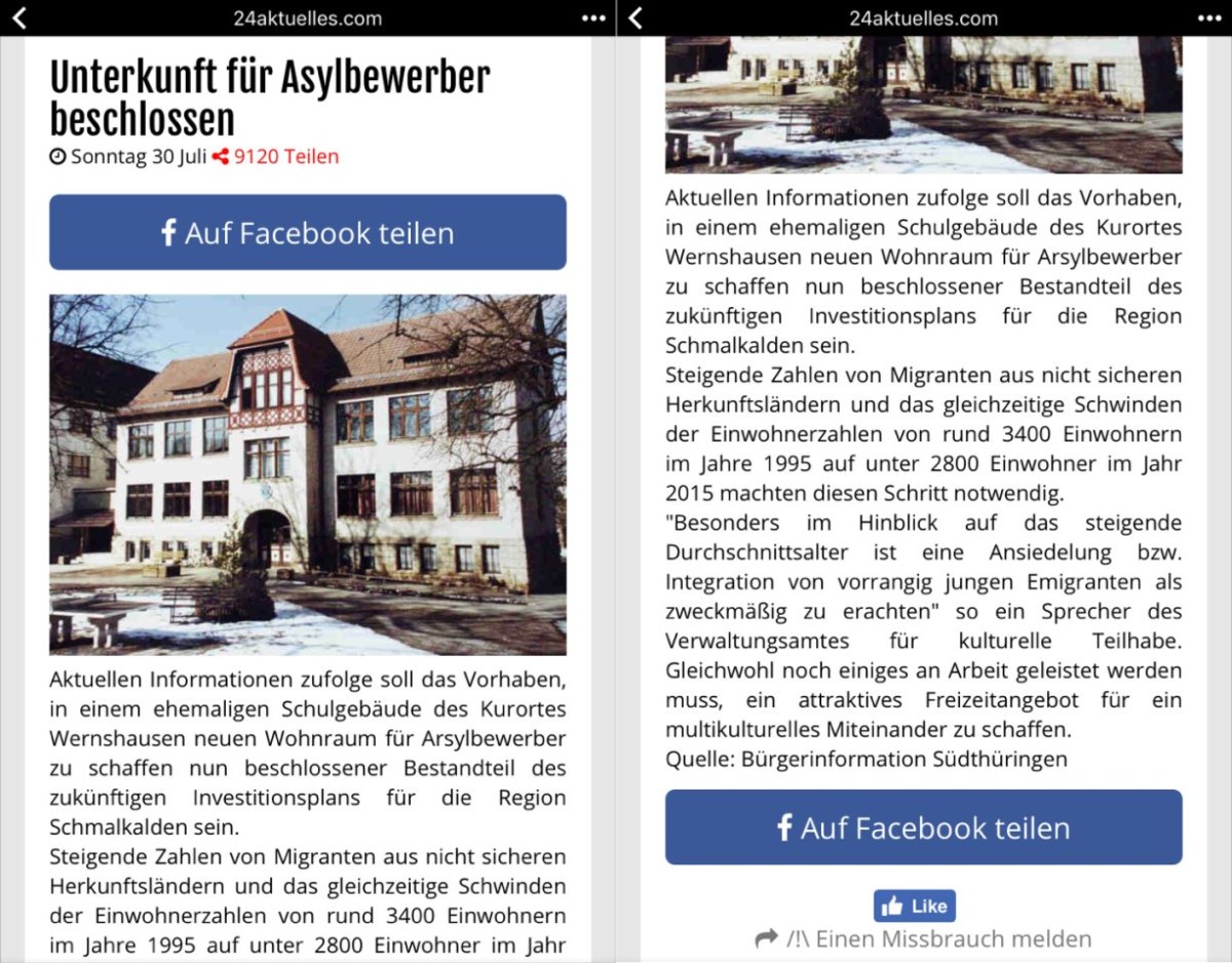Fake News über Asylbewerberheim in Wernshausen