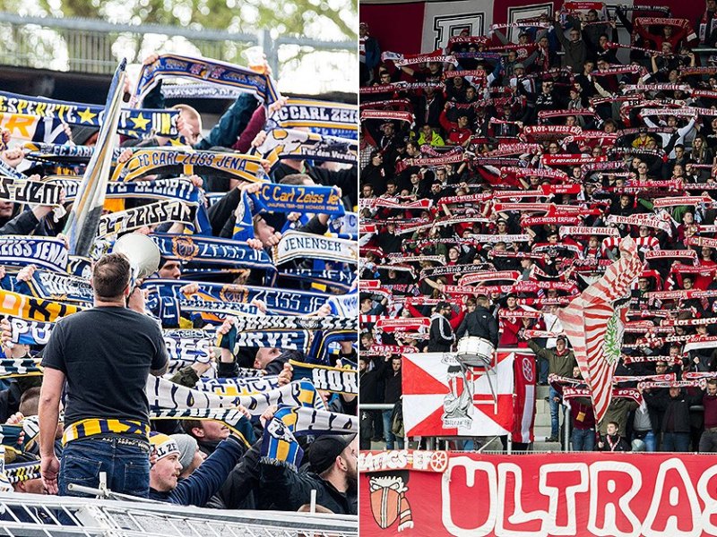 Fans von Carl Zeiss Jena und Rot-Weiß Erfurt