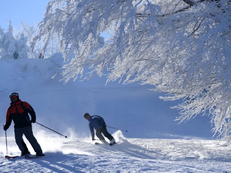 Großer Inselsberg bei Tabarz, Rennsteig, Winter, Schnee, Ski