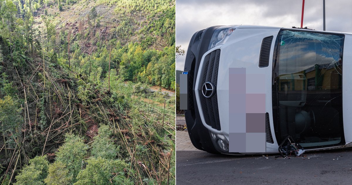 Sturm Fabienne knickt Bäume und wirft Autos um