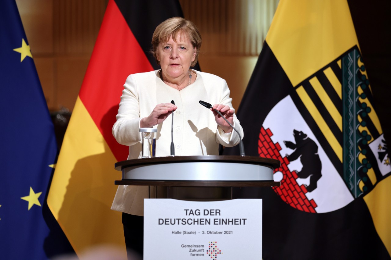 Zum letzten Mal sprach Angela Merkel als Kanzlerin am Tag der Deutschen Einheit. 