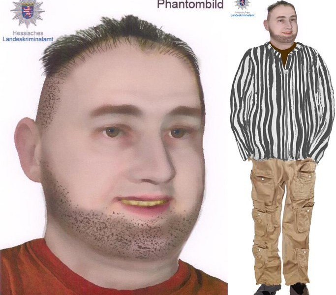 Mit diesem Phantombild sucht die Polizei einen Verdächtigen, der im hessischen Hünstetten-Limbach im Rheingau-Taunus-Kreis ein elfjähriges Mädchen vergewaltigt haben soll.