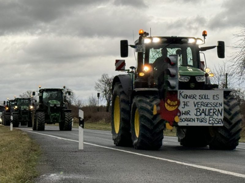 Auch im Saale-Orla-Kreis in Thüringen: Dutzende Landwirte haben ihrem Frust am Donnerstag per Traktor-Korso Luft gemacht.