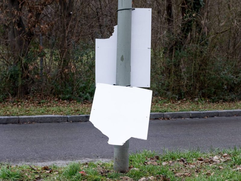 Wahlplakate zur Bundestagswahl in Deutschland 2025, Zerstoertes Plakat (Symbolbild für den Vandalismus in Thüringen)