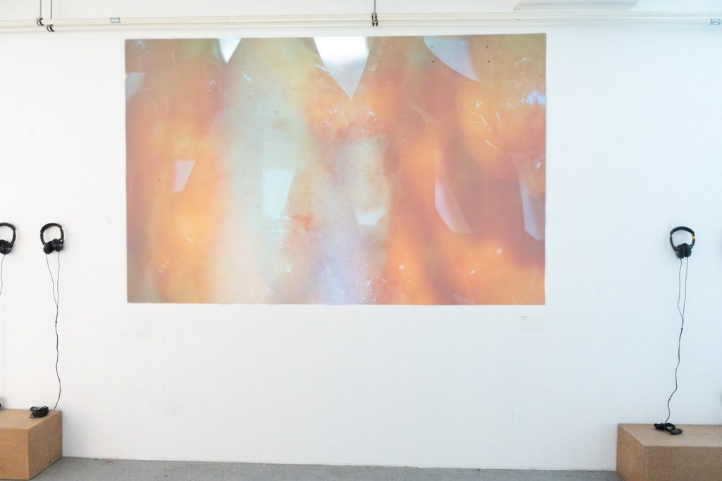 Fleischbrei auf der großen Leinwand. 
